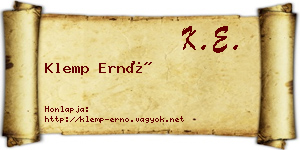 Klemp Ernő névjegykártya